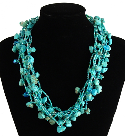 Full of Goodies Necklace, 19" - #231 Turquoise, Magnetic Clasp!