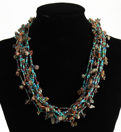 Full of Goodies Necklace, 19" - #241 Jasper, Turquoise, Purple, Magnetic Clasp!