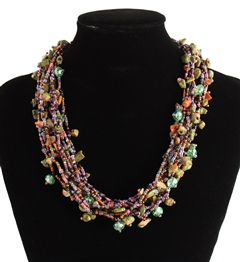 Full of Goodies Necklace, 19" - #242 Pink, Purple, Green, Magnetic Clasp!