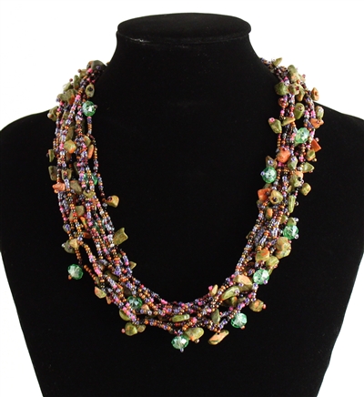 Full of Goodies Necklace, 19" - #242 Pink, Purple, Green, Magnetic Clasp!