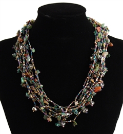 Full of Goodies Necklace, 19" - #246 Iris, Gold, Purple, Green, Magnetic Clasp!