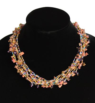Full of Goodies Necklace, 19" - #247 Pink, Blue, Jasper, Magnetic Clasp!