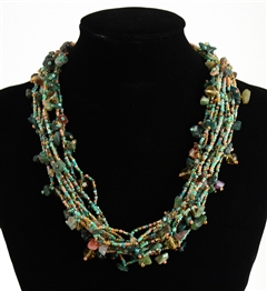 Full of Goodies Necklace, 19" - #250 Green Multi, Magnetic Clasp!