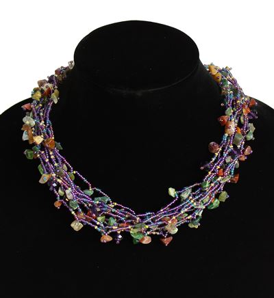 Full of Goodies Necklace, 19" - #252 Lavender and Green, Magnetic Clasp!