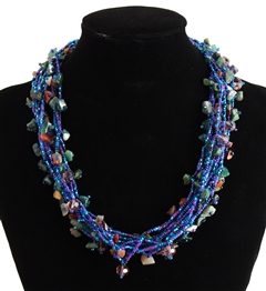 Full of Goodies Necklace, 19" - #254 Cobalt and Green, Magnetic Clasp!