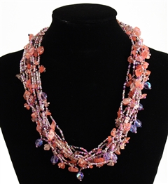 Full of Goodies Necklace, 19" - #257 Lavender and Rose, Magnetic Clasp!