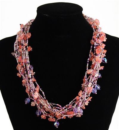Full of Goodies Necklace, 19" - #257 Lavender and Rose, Magnetic Clasp!
