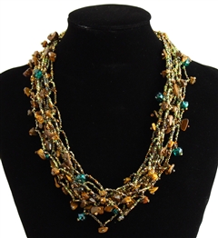 Full of Goodies Necklace, 19" - #259 Earth with Green Crystals, Magnetic Clasp!