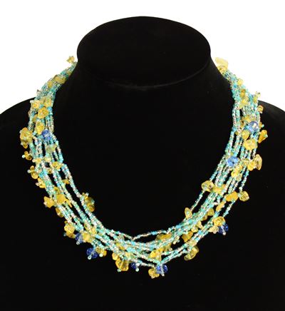 Full of Goodies Necklace, 19" - #263 Blue, Crystal, Citrine