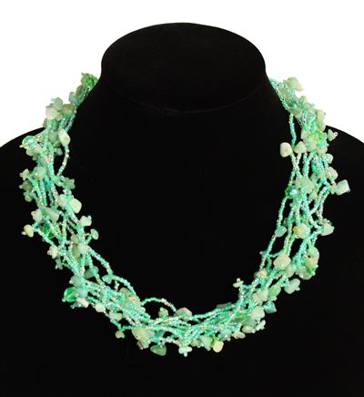 Full of Goodies Necklace, 19" - #271 Mint and Crystal