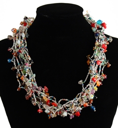 Full of Goodies Necklace, 19" - #291 Crystal and Multi, Magnetic Clasp!