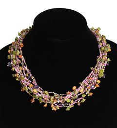 Full of Goodies Necklace, 19" - #469 Pink, Purple, Pearl, Magnetic Clasp!