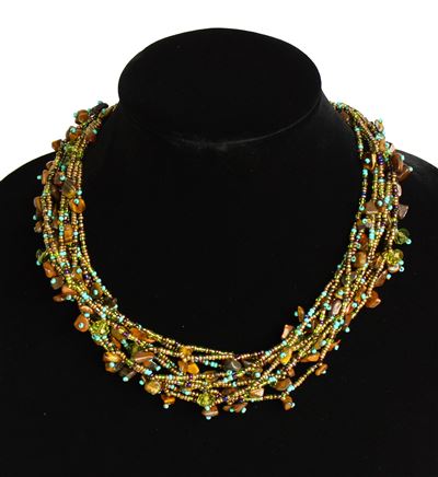 Full of Goodies Necklace, 19" - #497 Copper and Turquoise, Magnetic Clasp!