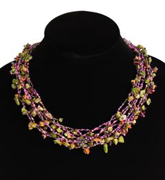 Full of Goodies Necklace, 19" - #498 Pink, Bronze, Pearl, Magnetic Clasp!