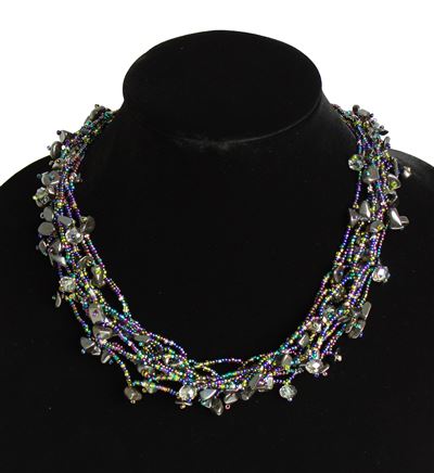 Full of Goodies Necklace, 19" - #503 Purple, Hematite, Lime, Magnetic Clasp!
