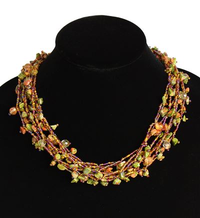 Full of Goodies Necklace, 19" - #504 Unakite Ginger, Magnetic Clasp!