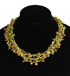 Full of Goodies Necklace, 19" - #508 Unakite and Lime, Magnetic Clasp!