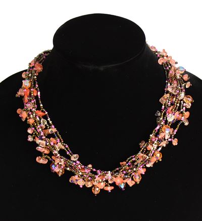 Full of Goodies Necklace, 19" - #510 Bronze and Rose, Magnetic Clasp!