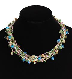 Full of Goodies Necklace, 19" - #760 Pink, Green, Blue Crystals, Magnetic Clasp!