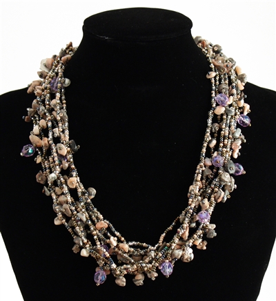 Full of Goodies Necklace, 19" - #899 Crystal, Light Blue, Purple, Magnetic Clasp!