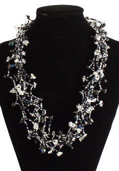 Full of Goodies Necklace, 24" - #102 Black and Crystal, Magnetic Clasp!