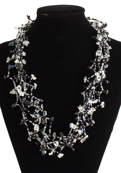 Full of Goodies Necklace, 24" - #102 Black and Crystal, Magnetic Clasp!