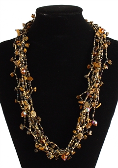 Full of Goodies Necklace, 24" - #104 Black and Gold, Magnetic Clasp!