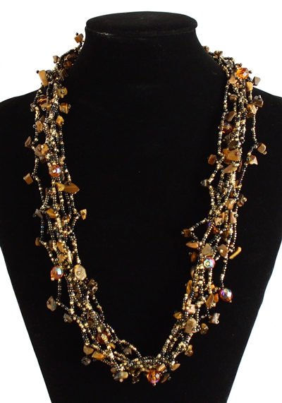 Full of Goodies Necklace, 24" - #104 Black and Gold, Magnetic Clasp!