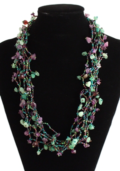 Full of Goodies Necklace, 24" - #105 Purple and Green, Magnetic Clasp!