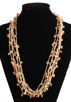 Full of Goodies Necklace, 24" - #129 Peach, Magnetic Clasp!