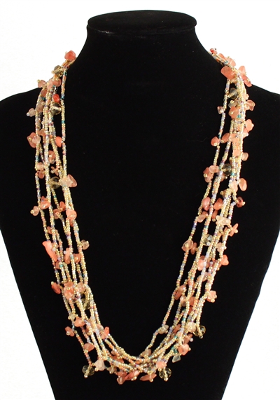 Full of Goodies Necklace, 24" - #129 Peach, Magnetic Clasp!