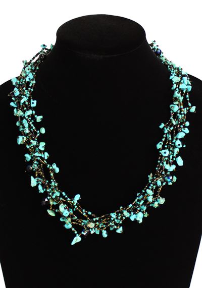 Full of Goodies Necklace, 24" - #139 Turquoise, Bronze, Black, Magnetic Clasp!