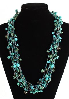 Full of Goodies Necklace, 24" - #141 Turquoise and Blue/Green, Magnetic Clasp!