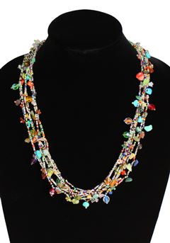 Full of Goodies Necklace, 24" - #150 Crystal and Multi, Magnetic Clasp!