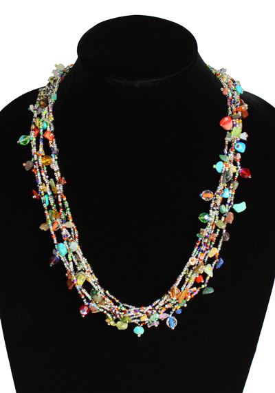 Full of Goodies Necklace, 24" - #150 Crystal and Multi, Magnetic Clasp!