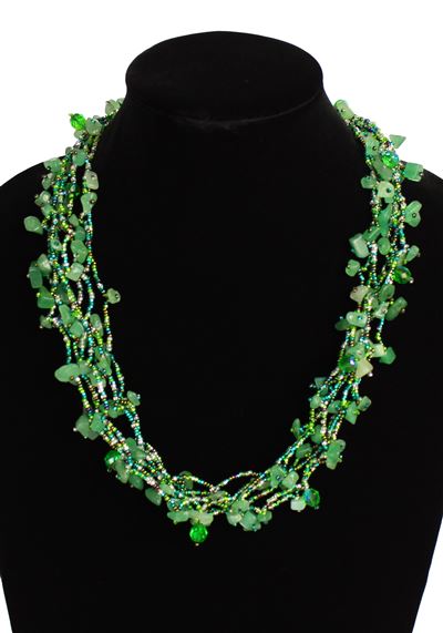Full of Goodies Necklace, 24" - #171 Green and Crystal, Magnetic Clasp!