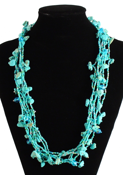 Full of Goodies Necklace, 24" - #231 Turquoise, Magnetic Clasp!