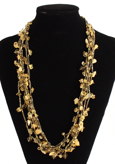 Full of Goodies Necklace, 24" - #236 Bronze and Citrine, Magnetic Clasp!