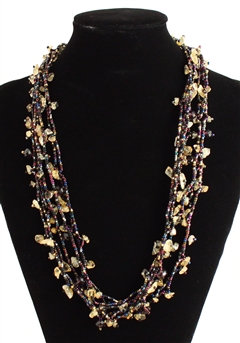 Full of Goodies Necklace, 24" - #239 Purple and Citrine, Magnetic Clasp!