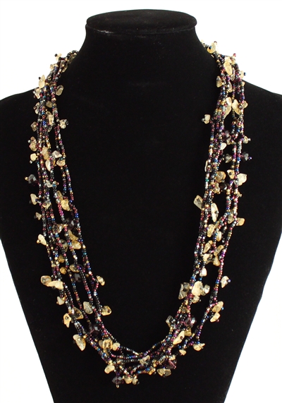 Full of Goodies Necklace, 24" - #239 Purple and Citrine, Magnetic Clasp!