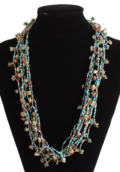 Full of Goodies Necklace, 24" - #241 Turquoise, Purple, Jasper, Magnetic Clasp!
