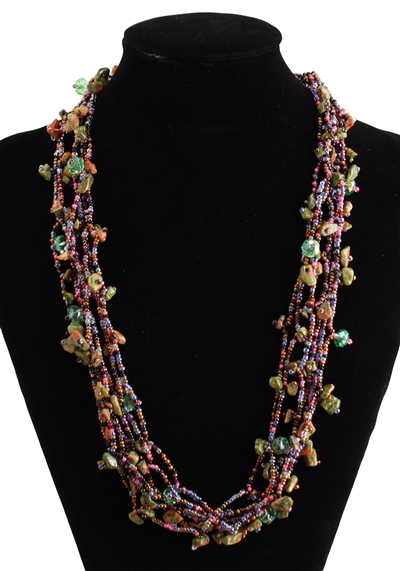 Full of Goodies Necklace, 24" - #242 Pink, Purple, Green, Magnetic Clasp!