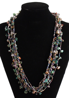 Full of Goodies Necklace, 24" - #246 Iris, Gold, Purple, Green, Magnetic Clasp!