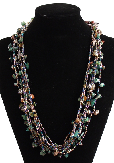 Full of Goodies Necklace, 24" - #246 Iris, Gold, Purple, Green, Magnetic Clasp!