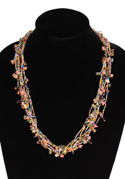 Full of Goodies Necklace, 24" - #247 Jasper, Pink, Blue, Magnetic Clasp!