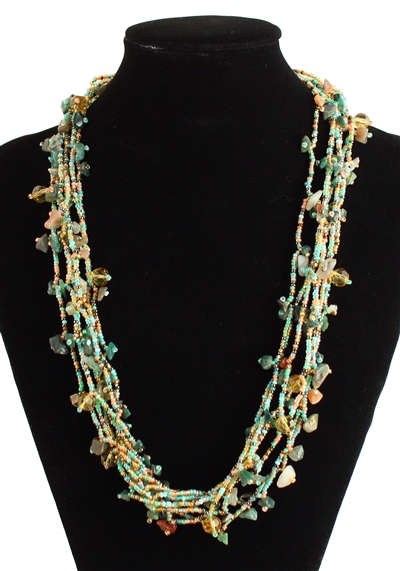 Full of Goodies Necklace, 24" - #250 Green Multi, Magnetic Clasp!