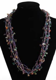 Full of Goodies Necklace, 24" - #252 Lavender and Green, Magnetic Clasp!