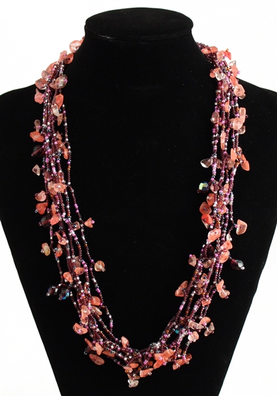 Full of Goodies Necklace, 24" - #253 Purple Rose, Magnetic Clasp!