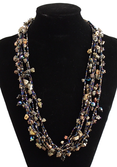 Full of Goodies Necklace, 24" - #256 Jasper and Black, Magnetic Clasp!