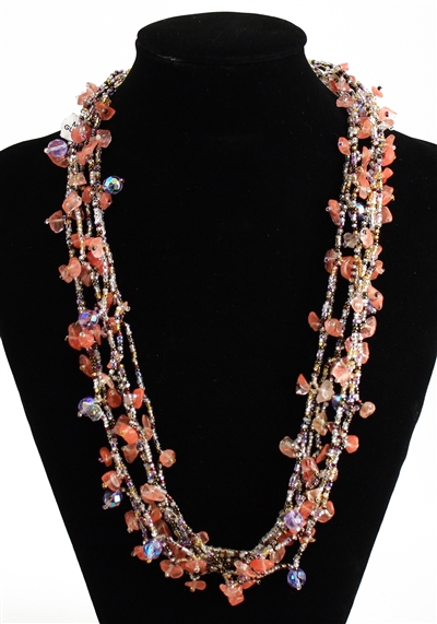 Full of Goodies Necklace, 24" - #257 Lavender and Rose, Magnetic Clasp!